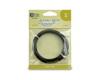 Artistic Wire Black 10 gauge Round 5 feet 43051 Thick Round Wire, Jewelry Wire, Craft Wire, Copper Wire, Wire Wrapping 10ga Soft Temper Wire