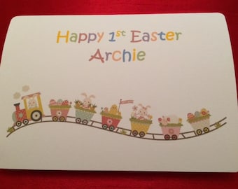 handmade personalised easter card easter chick card son