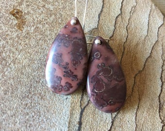 Red Chohua Jasper Rhombus earrings and sterling silver backs Gift Boxed
