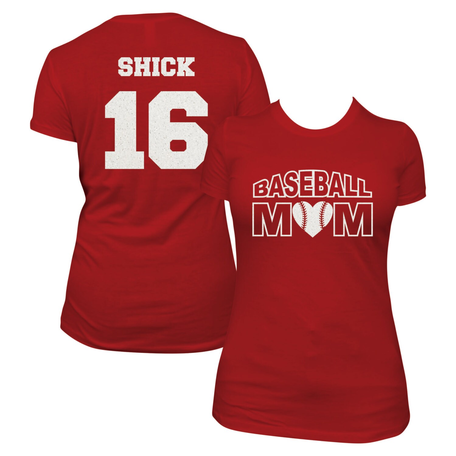 Customized Glitter Baseball Mom shirt womens personalized