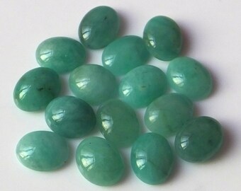 15 Pieces 10X8 MM Oval Shape Natural Brazilian Green Emerald Cabochon Cut Calibrated Gemstone Wholesale Lot 8X10 MM Oval Cabs Stone