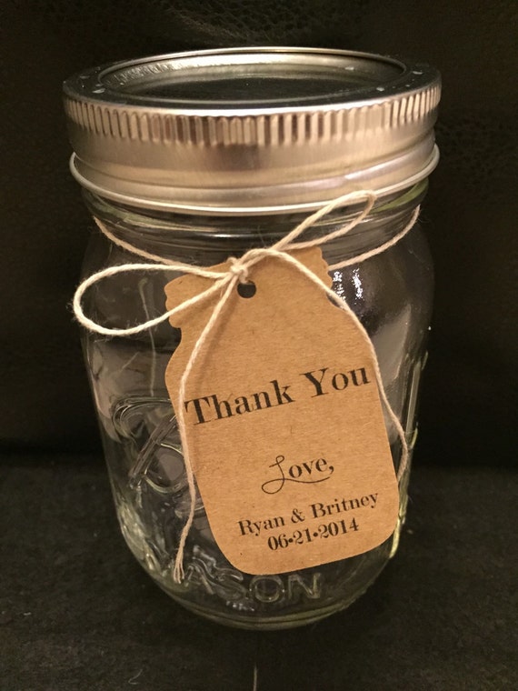 50 Customized Thank You jar shaped gift Tags