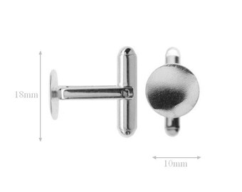 High Quality, Sterling Silver, Cufflink Blank, Cufflink Base, Custom Cufflink, Bezel Cufflink, Men Jewelry, 10mm, Pad, Swarovski Crystal