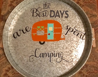 Galvanized metal Camper serving tray