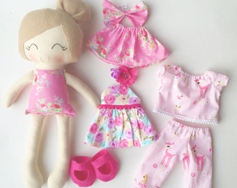 Dress up doll - fabric doll - handmade doll - rag doll - girls room decor - girls toy - cloth doll - baby gift - heirloom doll