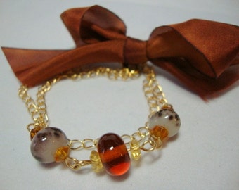Little Crow Animal Print with Silk Bow Bracelet