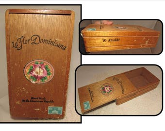 Vintage Empty Wood Cigar Box Only, La Flor Dominicana, 10 Alcalde, 1997, Dominican Republic