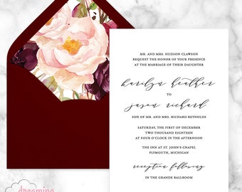 Modern / Classic Black and White Calligraphy Wedding Invitation Set