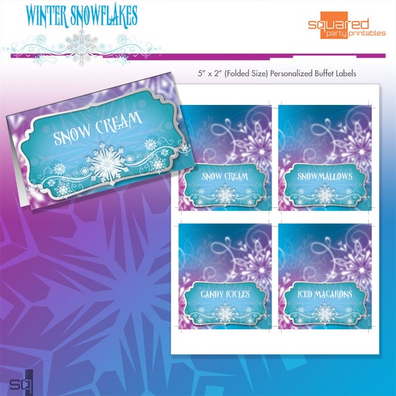 frozen princess winter snowflakes printable tent cards