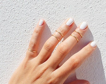 5 Gold Knuckle Rings - Gold Ring Set - Gold Stacking Rings - Above the Knuckle Ring - Midi Rings - Gold Ring Set of 5 by Tiny Box