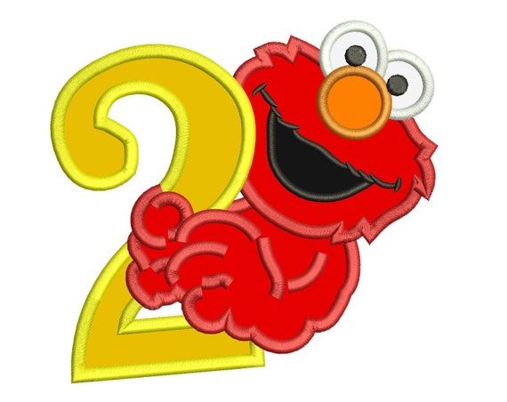 Download Elmo 2nd Birthday Applique Design 3 sizes for Instant Download