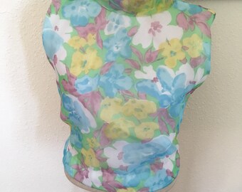 1950’s Vintage Pastel Multi-Color Sleeveless “Jane Holly” Blouse