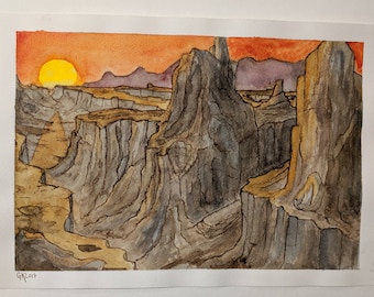 Canyon Sunset -- Original Watercolor