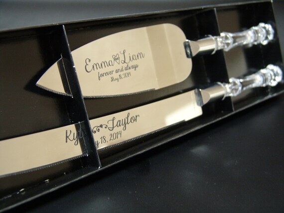  Engraved  cake  serving  set  for Weddings  and Anniversary knife 