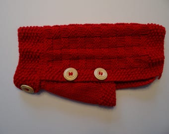 Cozy hand knitted red dog sweater for extra small dogs