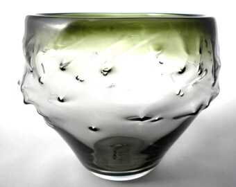 Texture Bowl- hand blown glass, free hand sculpted, sculpture, bowl, vase, texture, tansparent, optics, shadows, texture