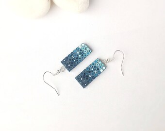 Turquoise Earrings ,Polymer Clay Earrings , Everyday earrings , Modern earrings, Ombre earrings, Contemporary jewelry ,Minimalist earrings