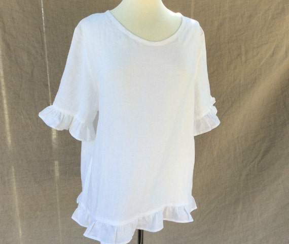White Linen Top for women linen blouse plus size clothing