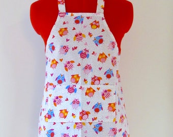 Kids Apron - Colorful Owls Childrens Apron - Childs Apron - Kitchen Accessory
