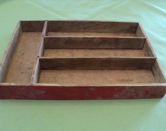 Vintage Divided Wood Silverware--Jewel Drawer or Box