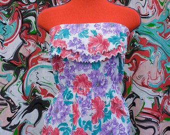 1980's floral ruffled romper