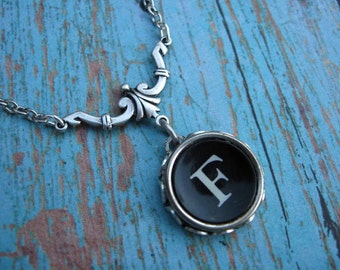 Typewriter Key Necklace - Simple Elegance - Letter F
