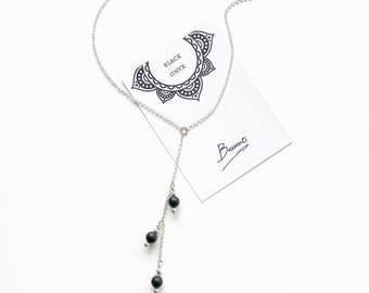Bead Drops Y Necklace, Gemstone Lariat Necklace, Boho Necklace, Layered Y Necklace