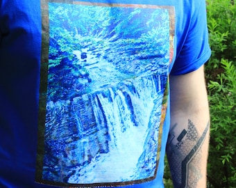 WATERFALL / OCDARTS Designer Artswear T Shirt Blue
