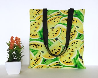 Watermelon Tote Bag, Watermelon Tote, Watermelon Bag, Cotton Canvas Tote Bag, Canvas Tote, Beach Tote Bag, Fruit bags, Gift for her, Totes