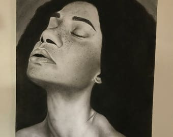 18x 24in Woman in Charcoal Portrait