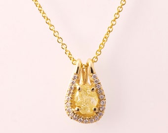 Raw Diamond Pendant, 14K Gold and Rough Diamond Pendant, Unique Pendant, rough diamond necklace, raw diamond necklace, raw diamond necklace