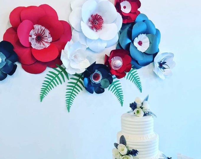 Paper Flowers Red Wall Decor Black Backdrop Wedding Paper Flowers Red Wall Decor Black Backdrop Wedding