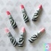 Zebra Lipstick Resin Cabochons- 6pcs 35mm assorted colors