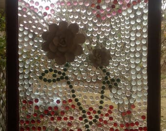 Glass stones, mosaics flower window