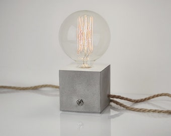 Concrete Lamp. Concrete table lamp. Concrete desk lamp. Industrial style. Concrete light. Table lamp. Jute cable. Lightning. Jute. Concrete