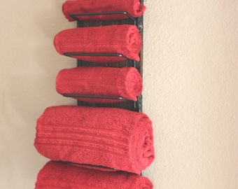 Wood towel rack Etsy