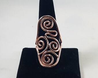 Copper swirl saddle ring