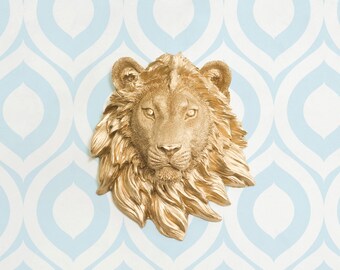 Mini Lion Head by Wall Charmers Faux Taxidermy (2-Day Shipping)| Faux Lion Head Wall Mount|Animal Head Nursery Wall Decor|Gallery Wall Decor