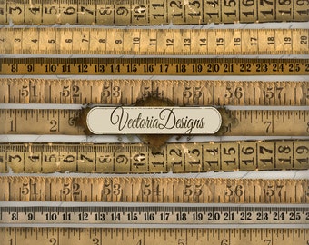 Vintage Tape Measure measuring old printable paper craft art hobby crafting scrapbooking instant download digital collage sheet - VD0271