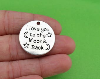 4 I Love You to the Moon and Back Silver Charms (CH364)