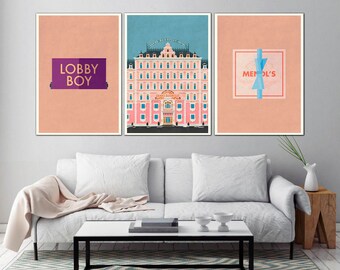 Grand Budapest Hotel vintage Poster, Grand Budapest Hotel Set Minimalist print, Wes Anderson set, Wes Anderson Print, Grand Budapest set