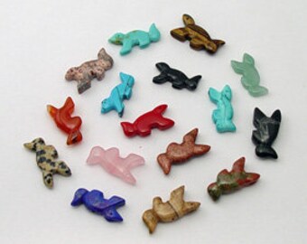 Ten Gemstone Squirrel Fetish Beads Zuni Style Southwestern Totem Animal Power Balance Dignity Grace Healing Nature Intelligence Conservation