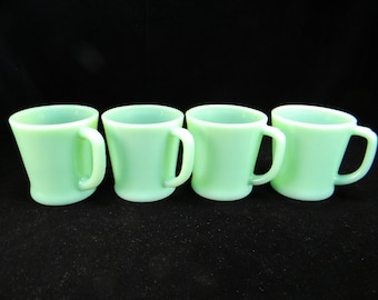 Four Fire King Jadite D Handled Mugs