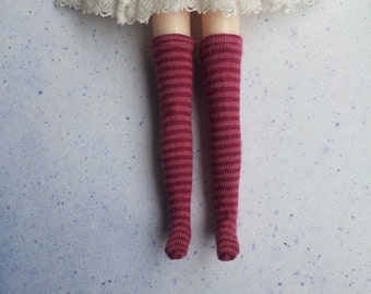 Red Stripe Over the Knee Blythe Socks