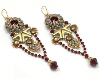 Beading4perfectionists: "Yanara" earrings beading pattern tutorial PDF file