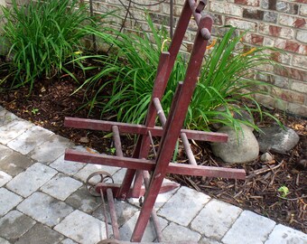 Antique Primitive Garden Hose Reel Hose Holder Hose Cart