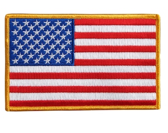 AMERICAN FLAG, High Thread Embroidered Iron-on / Saw-on Rayon PATCH - 6" X 4"