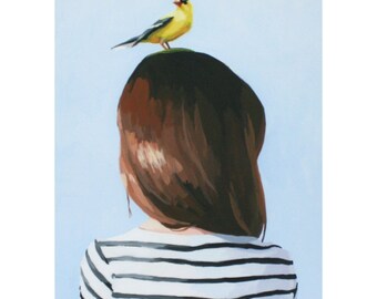5x7" hair art - "Bird Head 8" giclee print