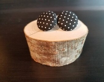 Black and White Polka Dot Earrings, Polka Dot, Button Earrings, Date Night, Minimalist Earrings, Little Black Dress