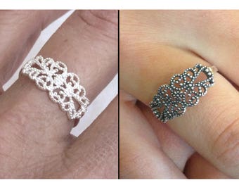 Sterling Silver Ring, Silver Spiral Ring, Silver Ethnic Ring, Silver Band Ring, Silver Lace Ring